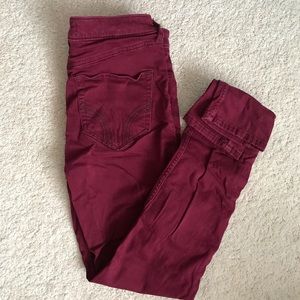 Hollister Burgundy Super Skinny Jeans